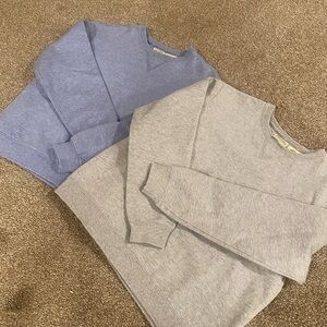 St. John's Bay Women's Fleece Crewneck Sweatshirts (Light Blue & Grey)
